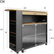 Uitschuifbare Bartafel met Opbergruimte - Moderne Verplaatsbare Bartafel - Telescopische Bartafel met LED - Bartafel - Bistrotafel - Hoge Tafel - Kookeiland - Bistrotafel - (138-204×39×105cm) - Zwart