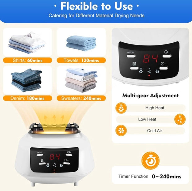 Elektrische Wasdroger - Smart Droogrek - Hangende Kleding Droger - Droger Voor Kledingkast - Warme Lucht Droger