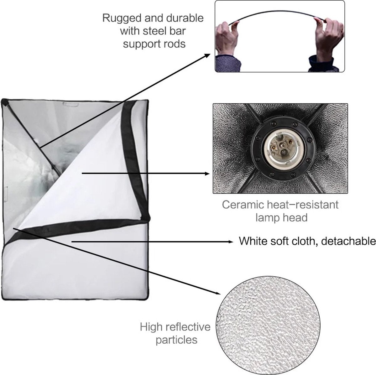 Photo Studio Softbox Lighting Kit with Background Frame - Backdrop System - Studio Photography - Includes 3 Backdrops, Tripod, Reflector Board and 4 Umbrellas - Complete Set