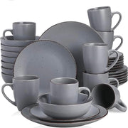 Luxe Serviesset – 32 delig – 8 persoons – Porselein - Bordenset – Dinner platen – Dessertborden - Kommen - Mokken - Schaaltjes -Grijs