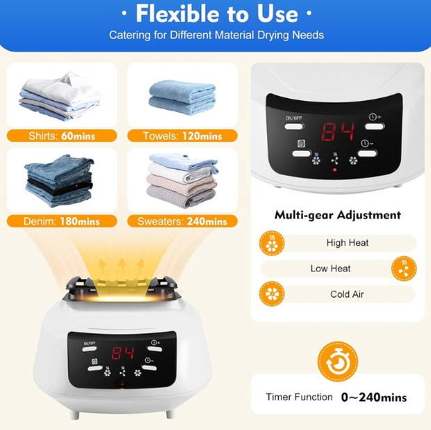 Elektrische Wasdroger - Smart Droogrek - Hangende Kleding Droger - Droger Voor Kledingkast - Warme Lucht Droger