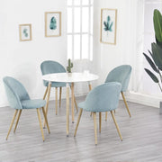 Eetkamerstoel - Set van 4 - Fluweel eetkamerstoel - Stoel - Eettafel stoel - 4 stuks - Houten poot - Groen