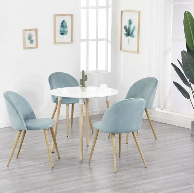 Eetkamerstoel - Set van 4 - Fluweel eetkamerstoel - Stoel - Eettafel stoel - 4 stuks - Houten poot - Groen