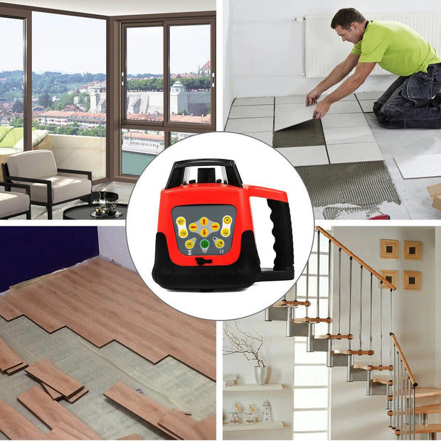 Laser - Afstandmeter - Bouwlaser - Lijnlaser - Rotatielaser - Zelfnivellerende Laser - 360° Rotatiescannen - 500 M - Groene Laser - Incl. Statief - Roodmodel