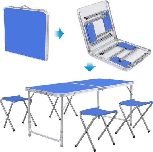 Campingtafel inklapbaar - Campingtafel opvouwbaar - Picknicktafel - Inclusief 4 krukken