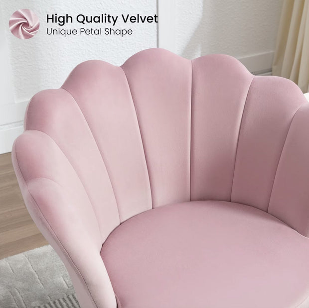 Eetkamerstoel - Eettafel stoel - Fauteuil - Babykamer stoel - Leesstoel - fluwelen stoel - fluweel - Roze