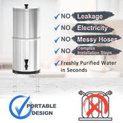 Water Filter - Water Filtration Bucket - Water Filter Bucket - Filter Bucket - Silver - 11 Liter - 1.5L Per Hour