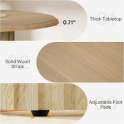 Eettafel Rond - Natuurlijk Hout 120cm Ronde Tafel - Boerderijkeukentafel - met Metalen Onderstel - Moderne Kleine Eettafel - van Massief Hout - voor Eetkamer - Keuken - Woonkamer