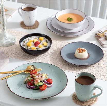 Luxe Serviesset- 32 delig – 8 persoons – Porselein - Bordenset – Dinner platen – Dessertborden - Kommen - Mokken - Mix-Kleur