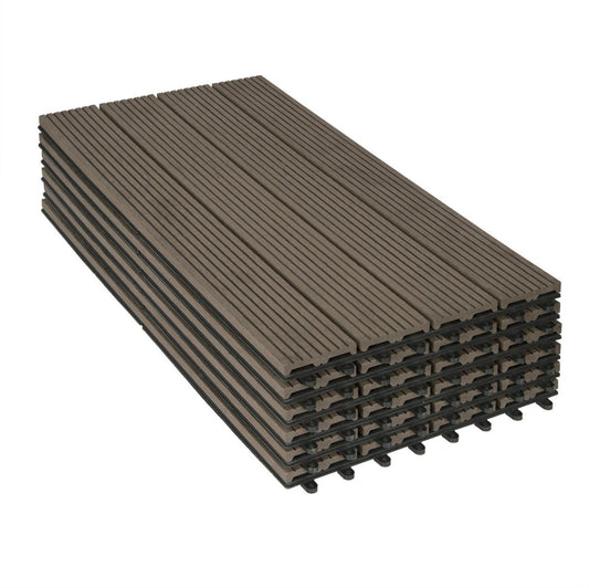 Patio Tuintegels - Kliksysteem - Tuinvloerplanken WPC-Dektegels - voor Tuin en Terras - Plug-in Systeem - 30x60x2cm - Lichtbruin