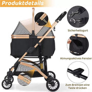Hondenbuggy - Luxe huisdieren buggy - Buggy - Hondenwagen - Honden en katten - Opvouwbaar - Met opbergruimte - Zilver/Grijs