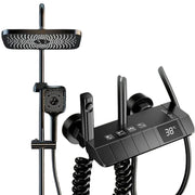 Thermostaat Doucheset - Regendouche - Douchekop - Douchestang - Badkamer Douche Kraan Set - 4 Functies - Digitaal Display - Douche Thermostaat - Zwart - Hoge Druk Afvoer - Koperen Kranen