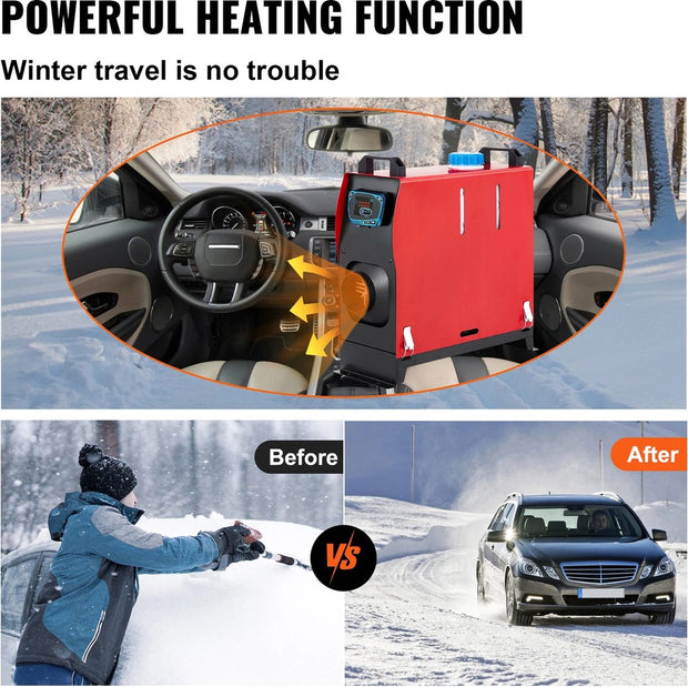 Kachel - Diesel - Diesel Luchtverwarmer - Standkachel - Auto verwarming - Diesel Auto Heater Voor Caravan - Zolder, Bus, Schip - 8KW 12V - Rood