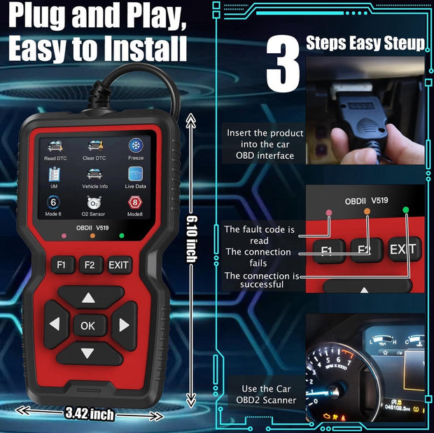 OBD Scanner - OBD2 - Auto Scanner - Auto uitlezen - Diagnose Apparatuur voor Auto's - Motorstoring - NL Taal - Storing Verwijderen - Zwart