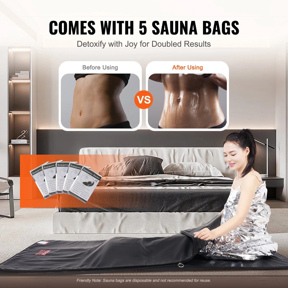 Saunadeken - Sauna - Infrarood - Handige afstandsbediening - 5 Saunapakketten Gratis inbegrepen - 180 cm x 78 cm. - QUORE