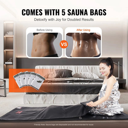 Saunadeken - Sauna - Infrarood - Handige afstandsbediening - 5 Saunapakketten Gratis inbegrepen - 180 cm x 78 cm. - QUORE