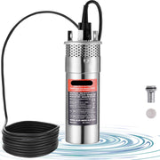 Zonne-Waterpomp - 20W - Stroom 15L/min - Opvoerhoogte 70 m - met 3 m Stroomkabel - Beschermingsgraad IP68 - voor Putten -  Boerderijirrigatie - Boerderijdieren Water Geven - Zilver