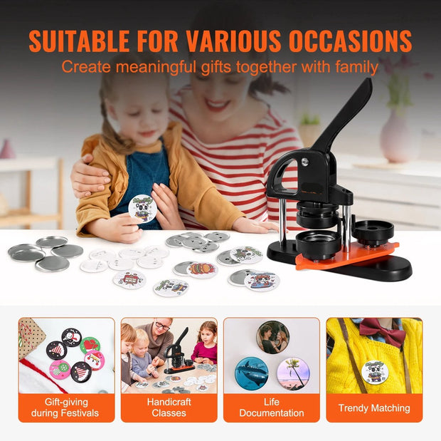 Button Maker B58 - Hoogwaardige Button Machine - Ergonomisch - Eenvoudig Gebruik en Installatie - Incl. 100 Buttons (58mm) en Patronenboek - DIY - Hobby