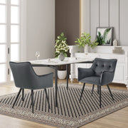 Eetkamerstoel - Set van 2 stoelen - Fluweel eetkamer stoel - Eettafel stoel - Fauteuil - Velvet - Zwarte Poot - Donker grijs