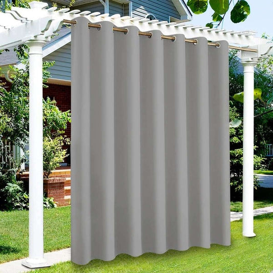 Waterdichte Outdoor Gordijnen - Buitengordijnen Waterdicht - Buiten Gordijnen Overkapping - Gordijnen Tuin - Voor Patio, Veranda en Pergola – UV-Beschermend en Zonlicht Verduisterend - Grijs - 132x213 cm - 2 stuks