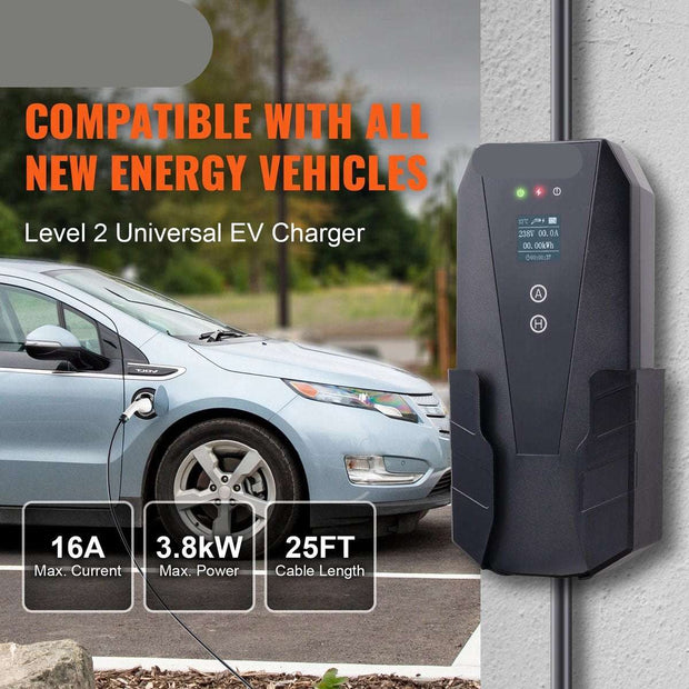 Autolader - Laadkabel - Auto Laad Kabel - 1 Fase - 3.7KW - Met lcd - Met App Bediening - 8.6M - Type 2 - Universeel