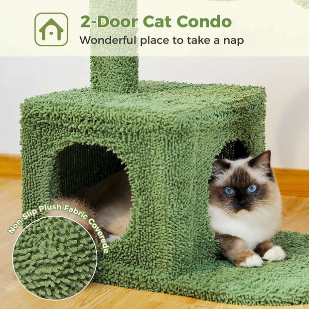 Middelgroot Cactus Krabpaal - voor Katten - Met Zachte Kattenmand/Hangmat - Kattenspeelgoed - Krabpaal - Geschikt voor Kittens