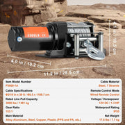 Lier - Auto lier - Quad Lier - Elektrisch - Zwart - 1360Kg - 12V - IP55 - 1.3PK - Afstandsbediening