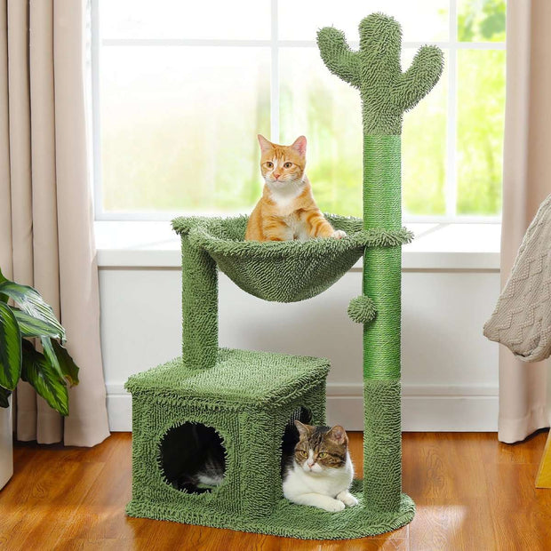 Middelgroot Cactus Krabpaal - voor Katten - Met Zachte Kattenmand/Hangmat - Kattenspeelgoed - Krabpaal - Geschikt voor Kittens