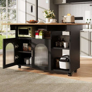 Keukeneiland - Modern Keukeneiland - Keukenkast - Uitneembare Serveerwagen Buffetkast - Eetkamerwagen - met Houtnerf - Buffetkast - Multifunctionele Eettafel - met Opbergruimte