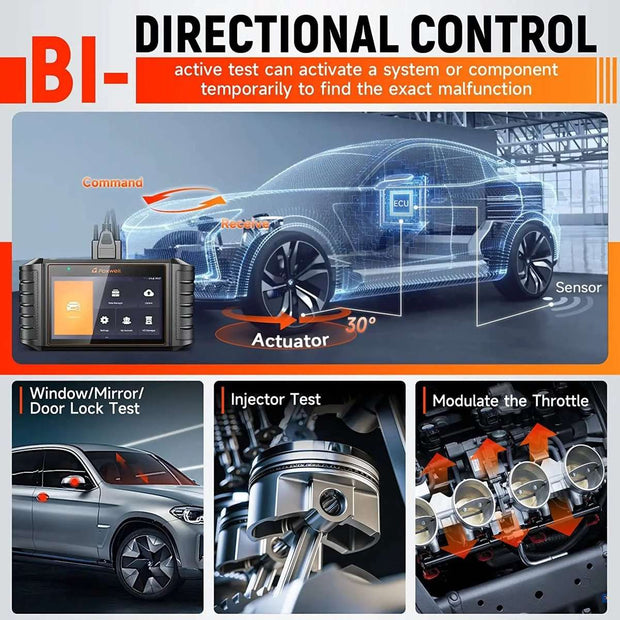 OBD2-scanner - Diagnosecomputer - Slimme diagnosetool - Foutverwijdering - Bidirectionele test - IMMO A/F-aanpassing - IMMO 30+ reset - ECU-codering - 12 Opnieuw Instellen - Zwart