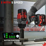 Slagmoersleutel - Slagsleutel - Moersleutel - Met Koffer - Met Accessoires - 2x Accu - 2800W - 8000Rpm - Rood