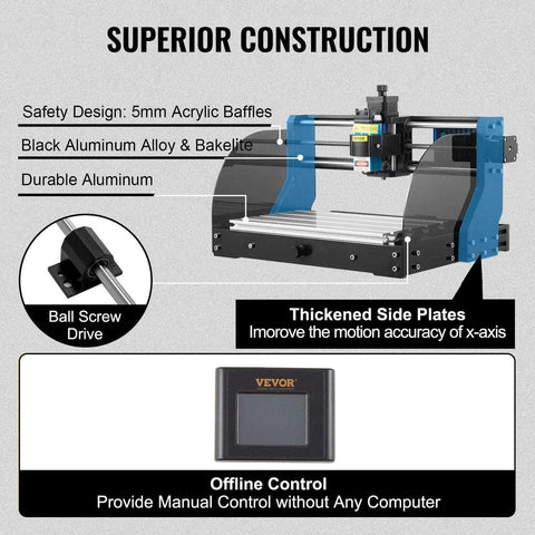 Lasergraveermachine - 3 Assen - GRBL besturing - Houtsnijder - Lasersnijmachine - 40x30x25cm