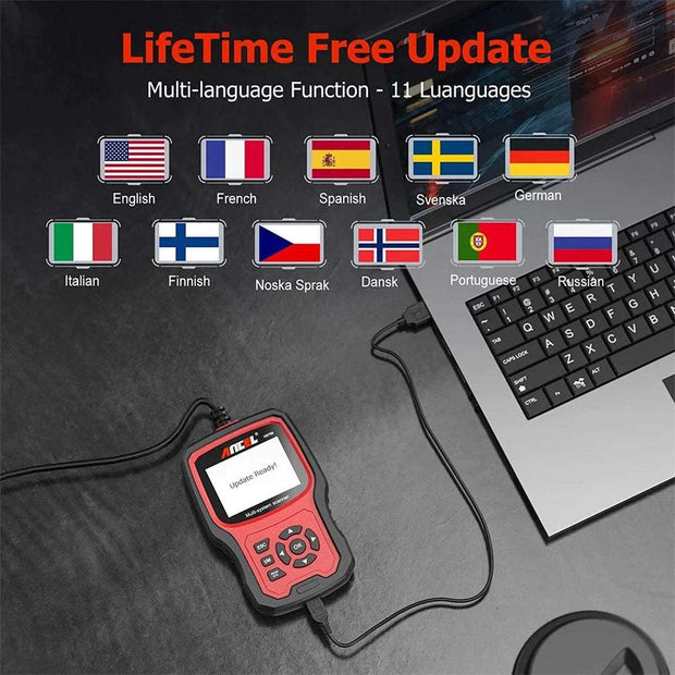 OBD2 Scanner - Diagnosecomputer - Diagnose Auto - Storing Verwijderen - Uitleesapparatuur Auto - Volledige systeemcodelezer ABS EPB TPMS DPF - Zwart