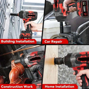 Slagmoersleutel - Slagsleutel - Moersleutel - Met Koffer - Met Accessoires - 2x Accu - 2800W - 8000Rpm - Rood