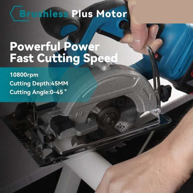 Cirkelzaag - Mini Cirkelzaag - Ronde Zaag - Elektrische Cirkelzaag - Draadloos - 11000Rmp - 2x Accu - Met Accessoires - 125mm - 45mm