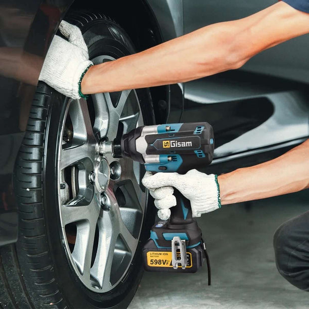 Slagmoersleutel - Elektrische Slagmoersleutel - Slagsleutel - 7200Tpm - 2x Accu - LED - Met Koffer - Blauw