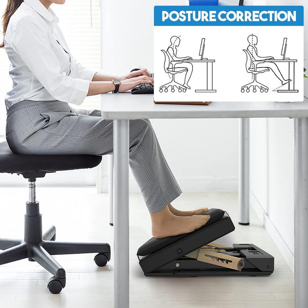Footrest Desk with Massage Function - Ergonomic Footrest with Adjustable Leg Rest and Soft Cushion - Loadable up to 55 kg