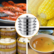 Professionele Stoompan - 5 lagen - Stoomkoker - Ø30cm - Topkwaliteit - RVS - Glazen deksel - Inductie Gas Elektrisch