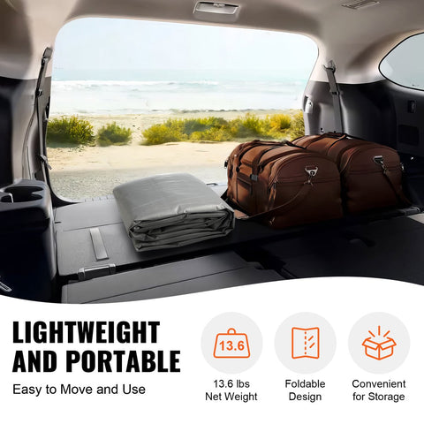 Garagezeil - 3x6m - 210 g PE-kunststof - Grijs Topzeil met Randen - Waterdicht en UV-beschermd - Eenvoudige Installatie met Spanbanden - Niet-Elektrisch