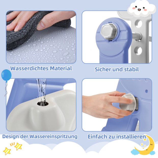 Glijbaan - Binnen en buiten - Baby - 1 jaar tot 3 jaar - BPA-vrij - Speeltoren 4 in 1 - Blauw/Grijs