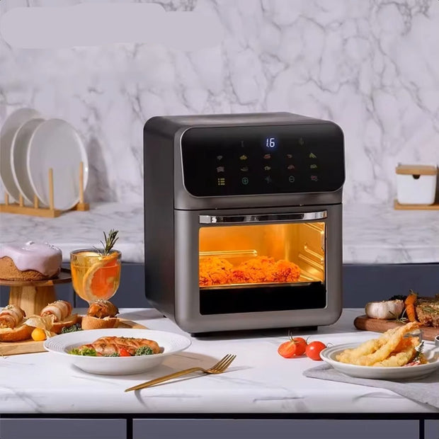 Airfryer - 12L - 11 in 1 - Multifunctionele Elektrische Oven - 1700 Watt - Led Touchscreen - Met Venster - Air Fryer - RVS