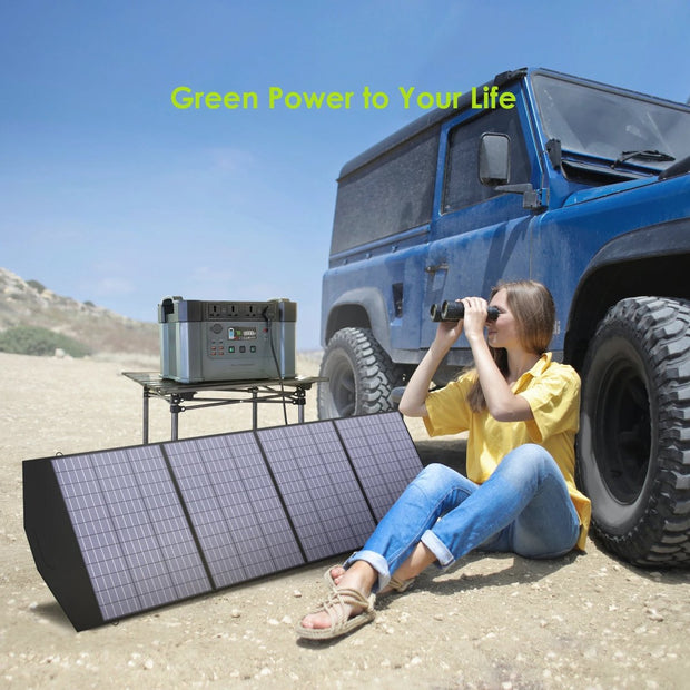 Zonnepaneel 140W - Compleet Pakket - Meerdere Oplaadpoorten - Mobiele Oplader - Waterdicht - Draagbaar - Opvouwbaar - Zwart