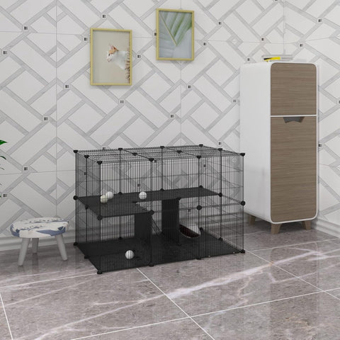 Dierenren - Kattenren - Hondenren Buiten - Konijnenhok voor Binnen - Konijnenren - Kippenren - Ren - 105x70x70 cm - Zwart