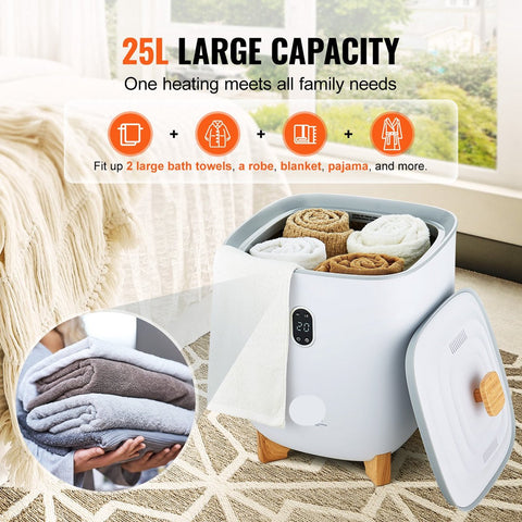 Luxe Handdoekverwarmer - XXL 25L - LED-scherm - Timer - Aromafunctie - Veilig - Duurzaam - Wit - Handdoekrek - Elektrisch - Handdoek Radiator