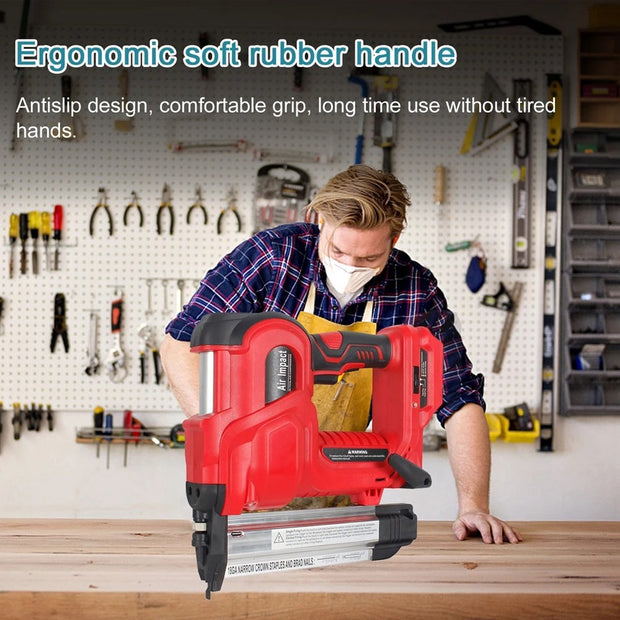 Nietmachine op accu - Nailgun - Nagelpistool - Inclusief 1 x 21 volt accu - Snoerloos - Comfortabele grip