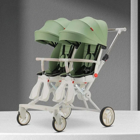 Luxe Kinderwagen - Luxe Kinderkoets - Luxe Babywagen - Luxe Baby Koets - Baby Koets - Kinderwagen - Babywagen - Kinderkoets - Inklapbaar - 3 In 1 - 9KG - Groen - Tweeling