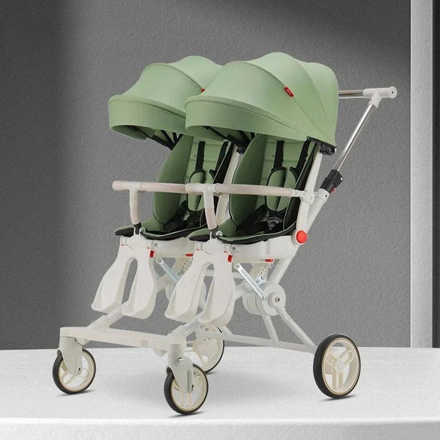 Luxe Kinderwagen - Luxe Kinderkoets - Luxe Babywagen - Luxe Baby Koets - Baby Koets - Kinderwagen - Babywagen - Kinderkoets - Inklapbaar - 3 In 1 - 9KG - Groen - Tweeling