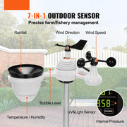Weerstation - Draadloos - 7-in-1 Weerstation Met Buitensensor - 7,5" - Kleurendisplay - RCC Atoomklok - Wit