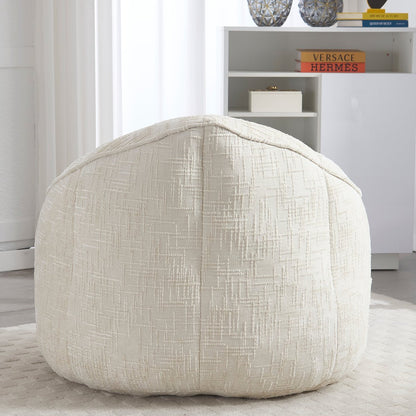 Zitzak met Voetensteun - Stoel met Hoge Druk Schuimvulling - Ergonomisch Ontwerp - Chenille Stof - 89x88x76 cm - Beige