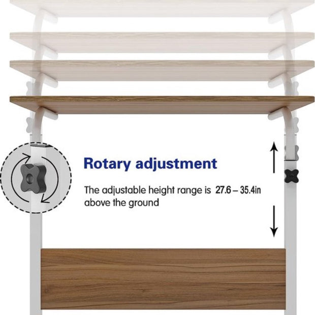 Laptoptafel - 60 x 40 cm - Bijzettafel op wieltjes - Bedtafel - Verstelbaar - Staande tafel - Klein bureau - Nachtkastje